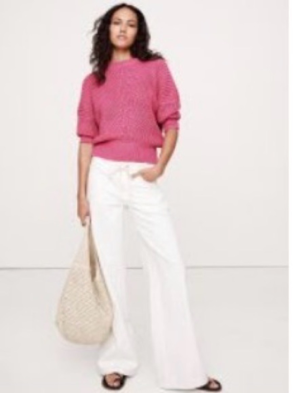 NWOT Banana Republic Hot Pink Chunky Crewneck Sweater